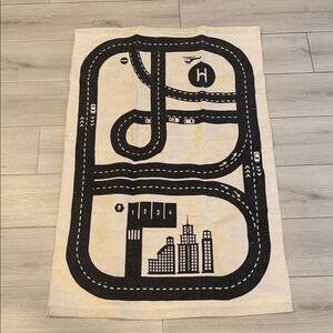 H&M Black and Cream Road Map Rug 35x15